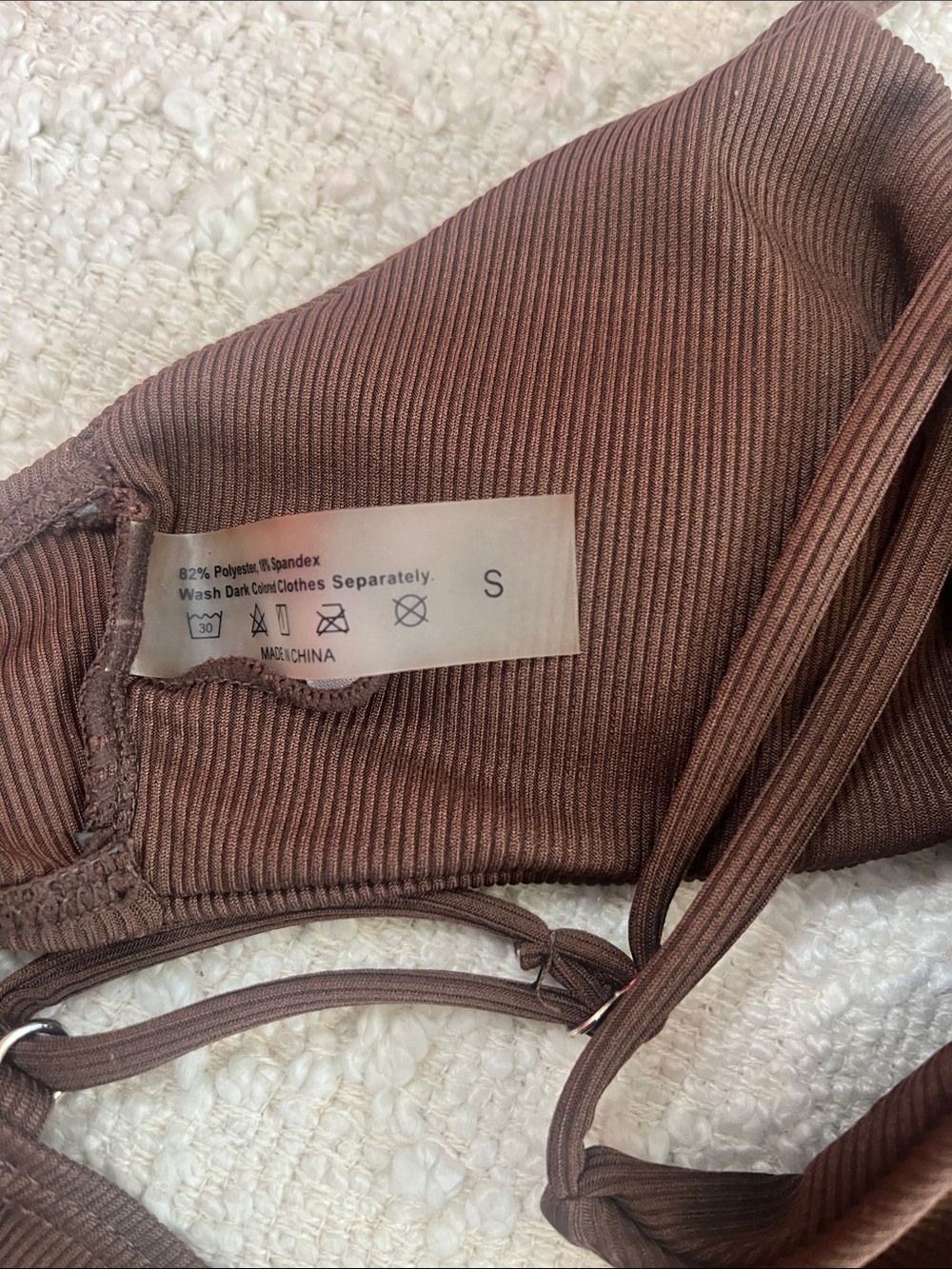 Brown Ribbed Tie-Front Bikini Set - Picture 3 of 3